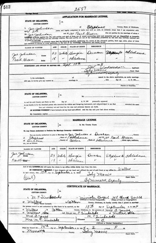 Oklahoma, County Marriage Records, 18901995